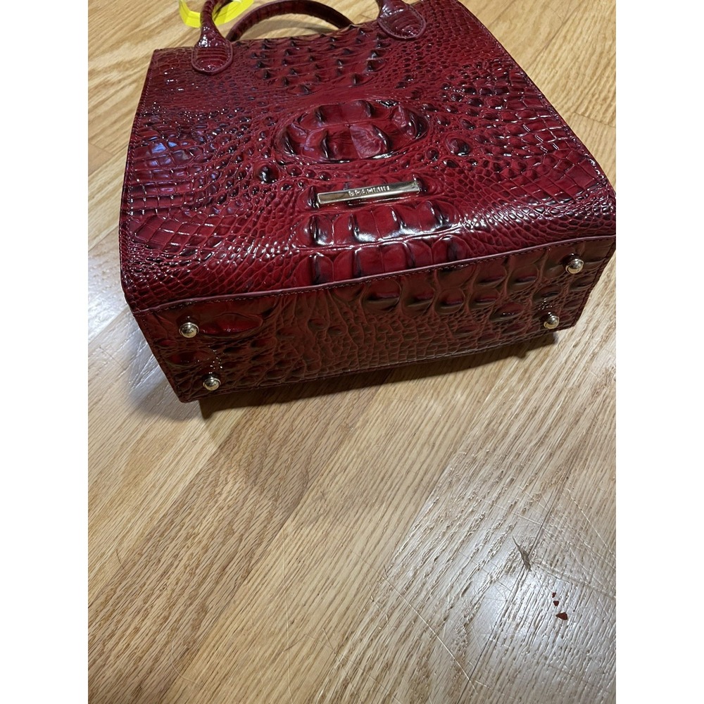 BRAHMIN Moira VINTAGE RED Melbourne Croc Small Rectangle Leather Bag Purse NEW - Picture 6 of 8